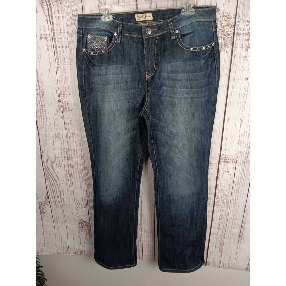 Earl Jeans Denim Women’s Size 14 Blue Bootcut Button Zip Pockets Stretch